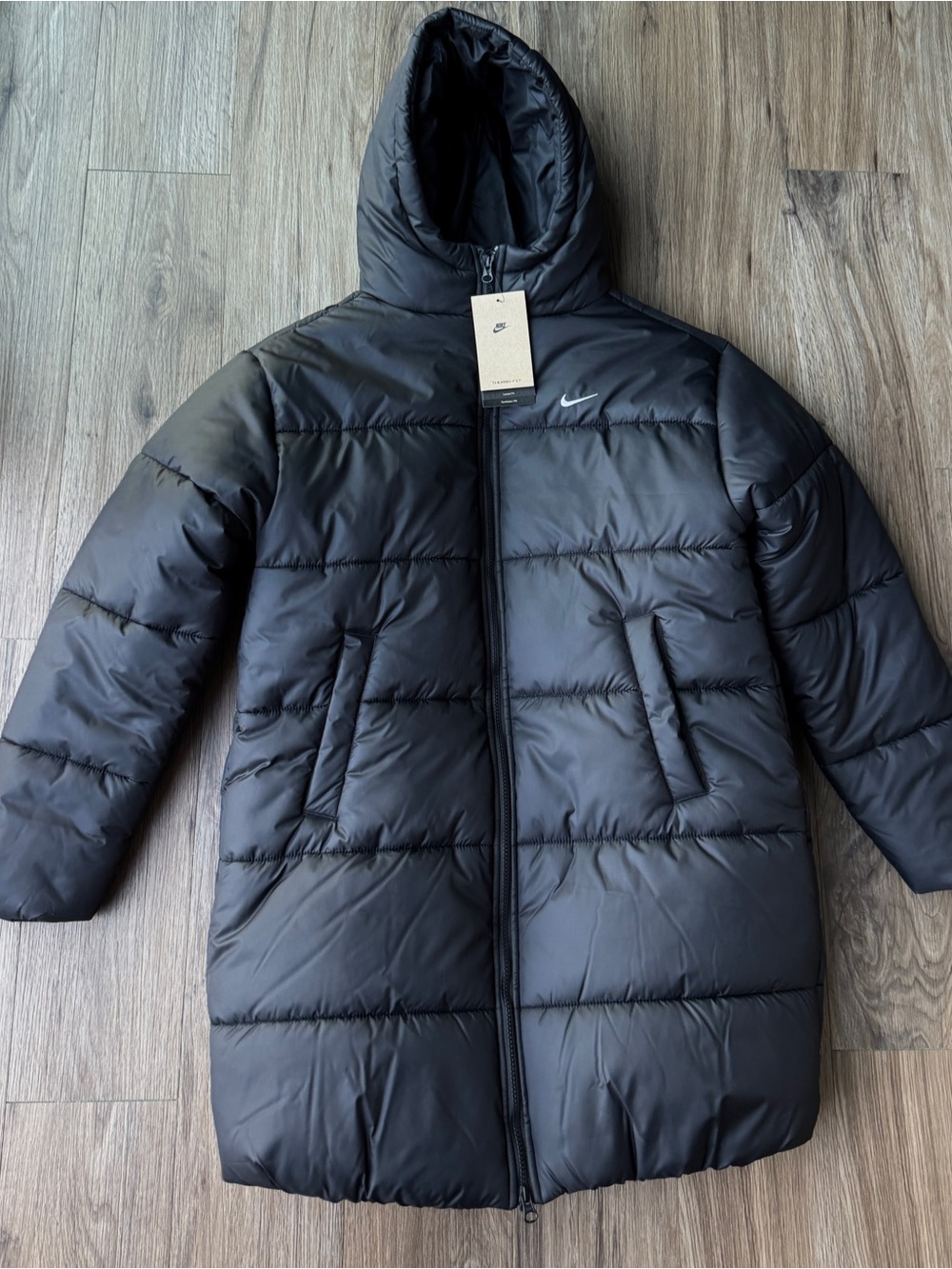 Size S Nike Therma-FIT Women’s Long Hooded Puffer Parka Black Winter Jacket